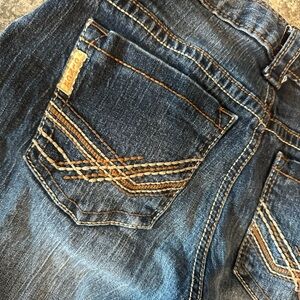 Cinch Dark Blue Jeans with Tan Stitching
